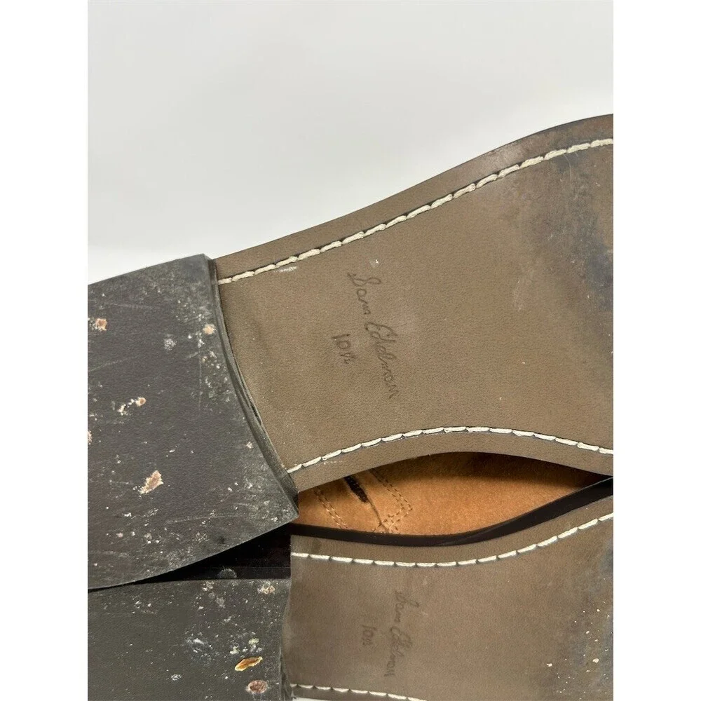 Sam Edelman Nolynn Camel Tan Heeled Ankle Booties Buckle Strap Size 10.5